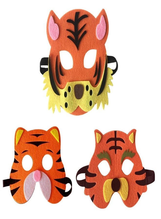 Elibelle 3 Piece Felt masks animal Halloween masks Dress-Up party accessory Parent-child game(Tiger) - Image 5